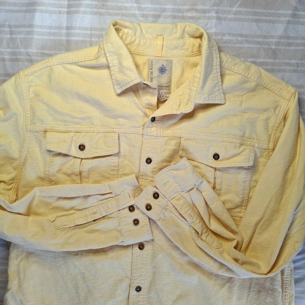 Territory Ahead Butter Yellow Chamois Long Sleeved Button Up Shirt Shacket XXL